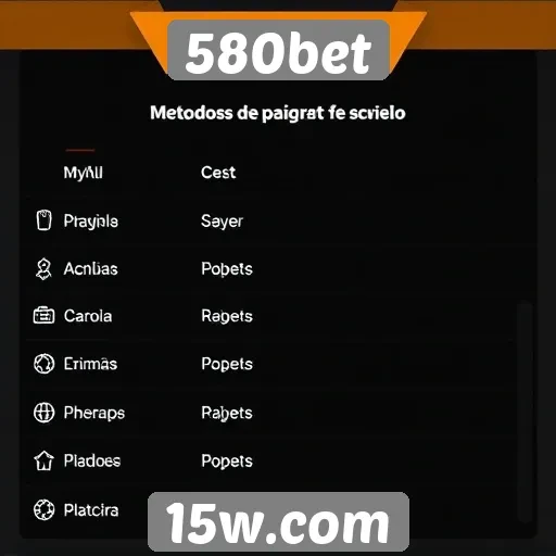 Métodos de pagamento aceitos no 580bet